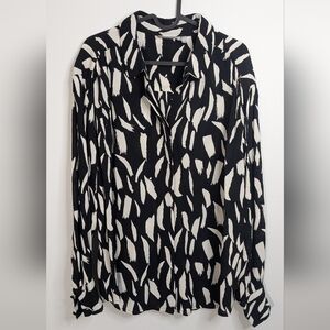 Fransa Geto Abstract Print Blouse - Black and White - size M